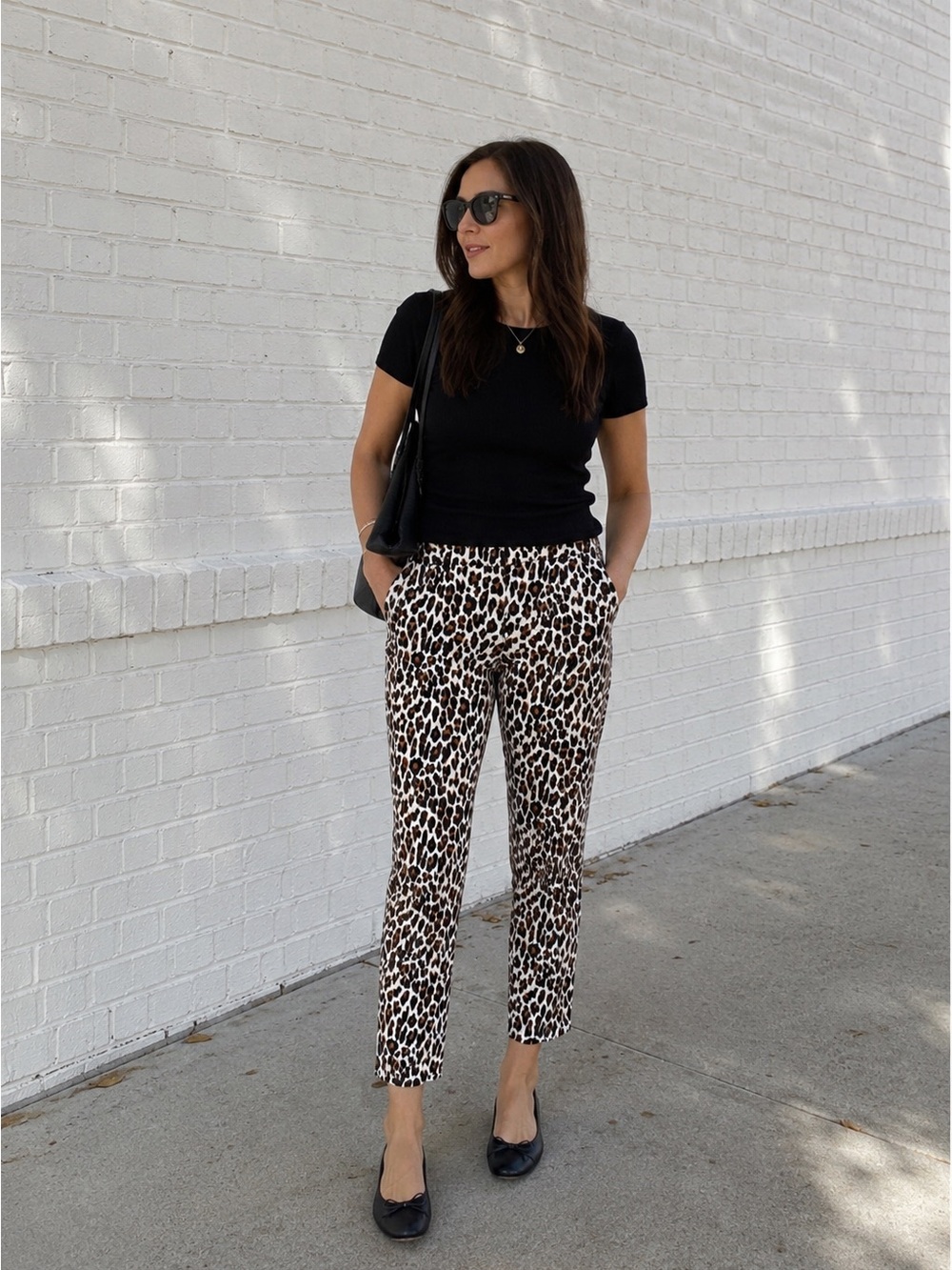 J.Crew Remi Leopard Print Cropped Ankle Pants - Black & Brown